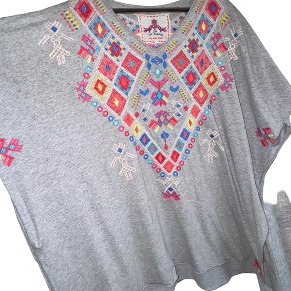 Johnny Was Tunic Tee Boho Embroidered Top Relaxed Fit Bohemian Festival Blouse - Picture 4 of 6